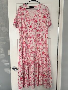 Luxe Pink Floral Maxi Dress